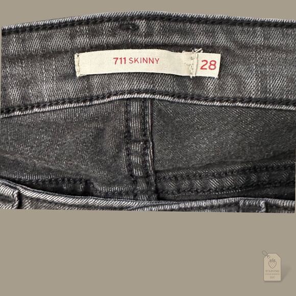 Levi’s 711 Skinny Jeans Women’s Size 28 Black Mid Rise Stretch Denim Pants - Picture 3 of 5